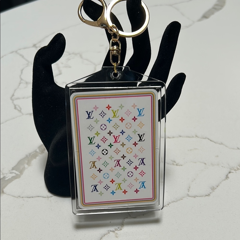 Louis Vuitton Murakami Multicolor Logo Playing Card  Keychain with Gold Clasp